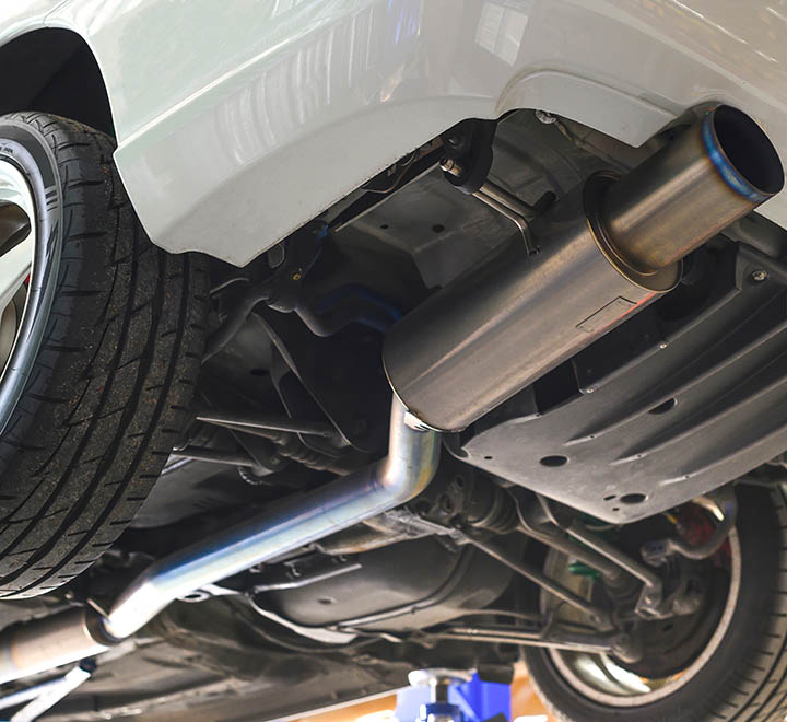 Titanium Exhaust System in Sport Racing Car.